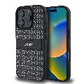 DKNY PU Leather Repeat Pattern Tonal Stripe kryt pro iPhone 16 Pro