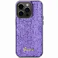 Guess Sequin Script Logo kryt pre iPhone 15 Pro Fialová