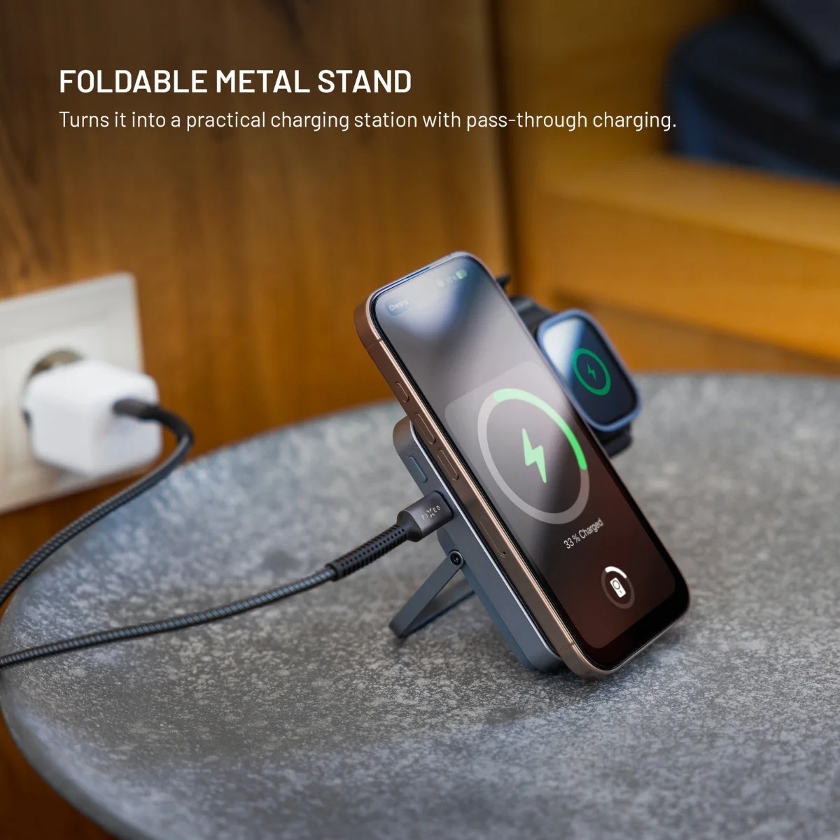 FIXED MagZen 5 Stand powerbanka s MagSafe a nabíječkou Apple Watch 5 000 mAh