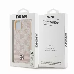 DKNY PU Leather Checkered Pattern and Stripe kryt pro iPhone 13 - Růžový