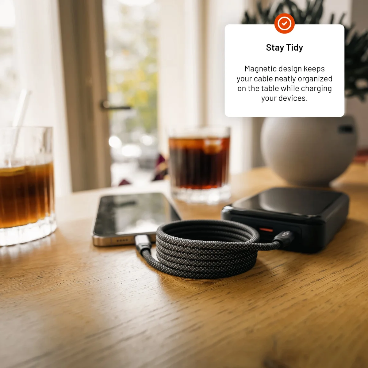 FIXED magnetický opletený kabel USB-C/USB-C 240 W (1,2 m)