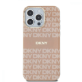 DKNY PC/TPU Repeat Pattern Tonal Stripe Magsafe kryt pre iPhone 15 Pro - Ružová