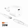 FIXED Mini USB-C nabíječka 20 W s kabelem USB-C (1,2 m) Bílá