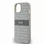 DKNY PU Leather Repeat Pattern Tonal Stripe kryt pre iPhone 14 - Béžový