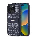 DKNY PU Leather Repeat Pattern Tonal Stripe kryt pro iPhone 16 Pro