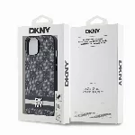 DKNY PU Leather Checkered Pattern and Stripe kryt pro iPhone 13 - Černý
