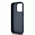 DKNY PU Leather Checkered Pattern and Stripe kryt pro iPhone 15 Pro - Modrý