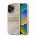 DKNY PU Leather Repeat Pattern Tonal Stripe kryt pro iPhone 16 Pro