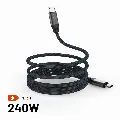 FIXED magnetický opletený kábel USB-C/USB-C 240 W (1,2 m) Sivá