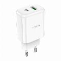 Borofone BN4 dual (USB-A/USB-C) adaptér (20W) - Biela