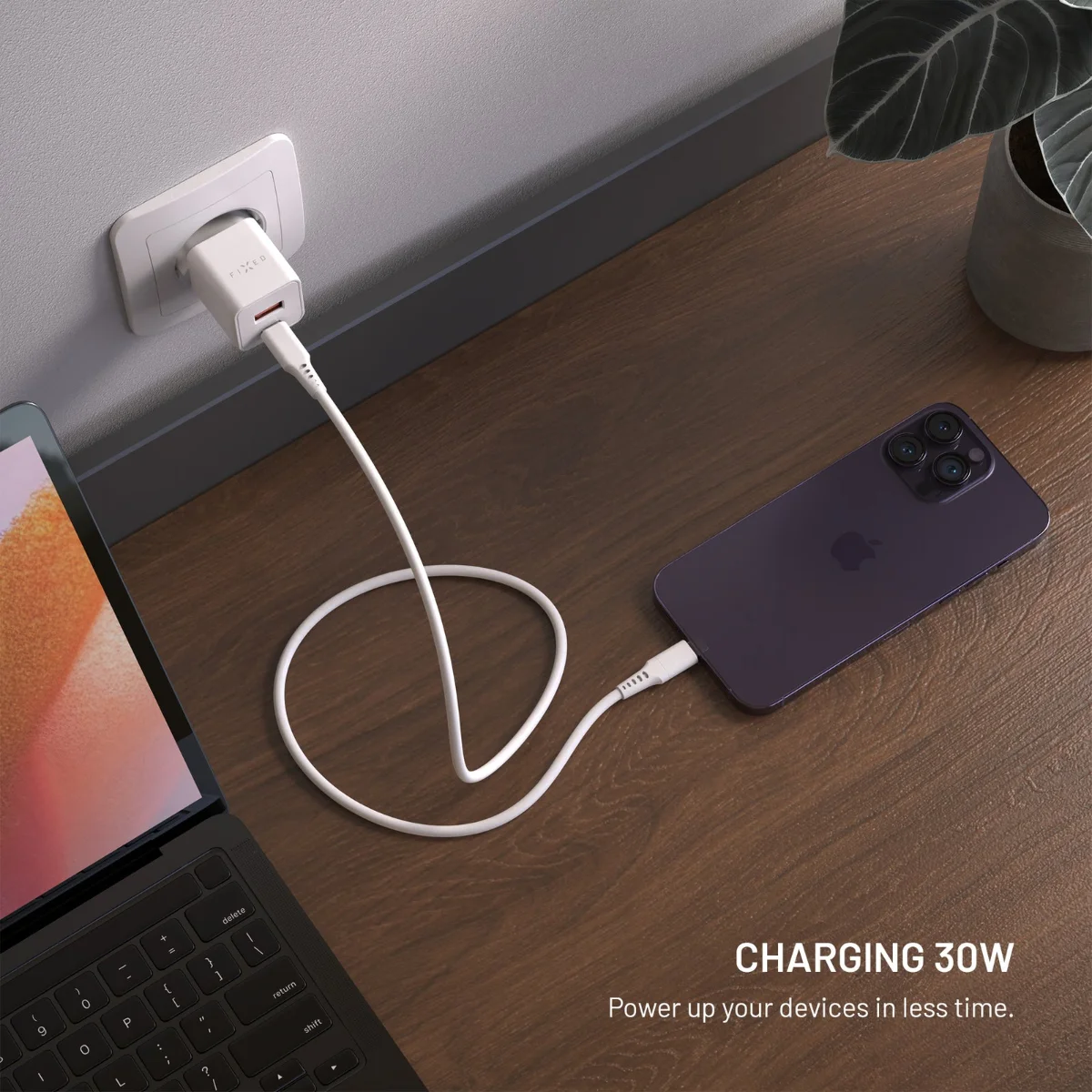 FIXED Mini GaN nabíječka 30 W (USB-C, USB-A)