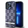 DKNY PU Leather Checkered Pattern and Stripe kryt pro iPhone 15 Pro