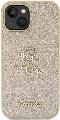 Guess PU Fixed Glitter 4G Metal Logo kryt pro iPhone 15 Zlatá