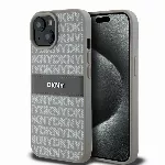 DKNY PU Leather Repeat Pattern Tonal Stripe kryt pro iPhone 15 - Béžový