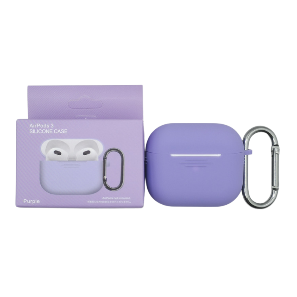 Levně Silikonový obal s poutkem pro AirPods 3 - Fialková