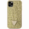 Guess Rhinestones Triangle Metal Logo Kryt pro iPhone 11 Pro Zlatá