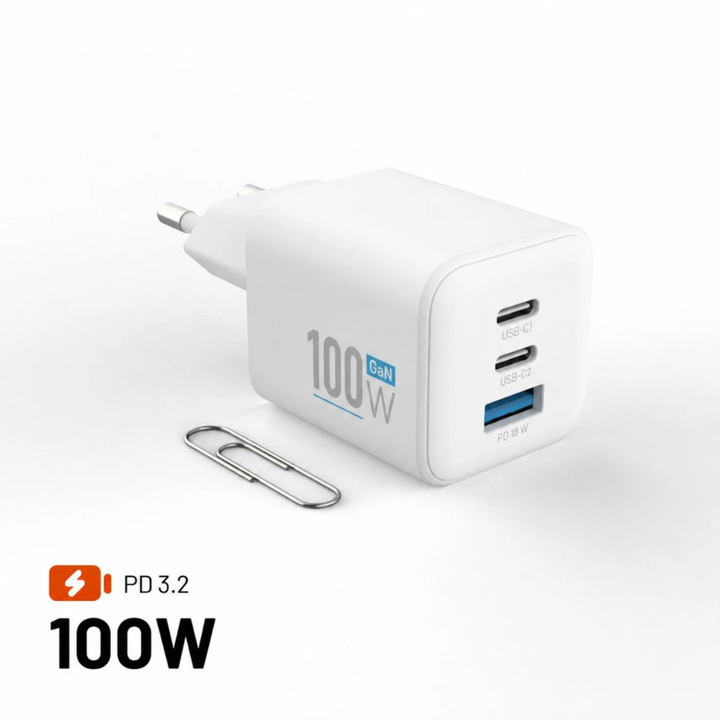 FIXED FIXED Mini GaN nabíječka 100 W (2× USB-C, USB-A) Bílá
