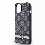 DKNY PU Leather Checkered Pattern and Stripe kryt pro iPhone 13 - Černý
