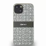 DKNY PU Leather Repeat Pattern Tonal Stripe kryt pre iPhone 14 - Béžový