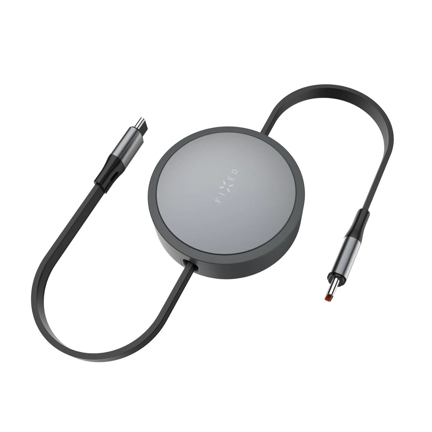 FIXED FIXED Retractable navíjecí kabel USB-C/USB-C 100 W (1 m) Šedá