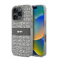 DKNY PU Leather Repeat Pattern Tonal Stripe kryt pro iPhone 16 Pro