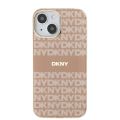 DKNY PC/TPU Repeat Pattern Tonal Stripe Magsafe kryt pro iPhone 14 - Růžová