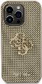 Guess PU Perforated 4G Glitter Metal Logo kryt pre iPhone 15 Pro Zlatá
