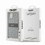 DKNY PU Leather Repeat Pattern Tonal Stripe kryt pre iPhone 14 - Béžový