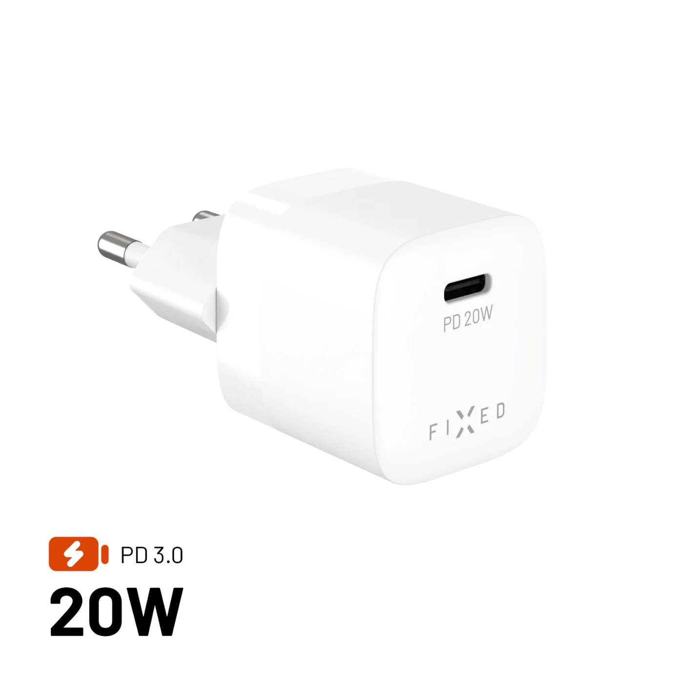 FIXED FIXED Mini USB-C nabíječka 20 W Bílá