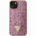 Guess Rhinestones Triangle Metal Logo Kryt pre iPhone 15 Pro Ružová