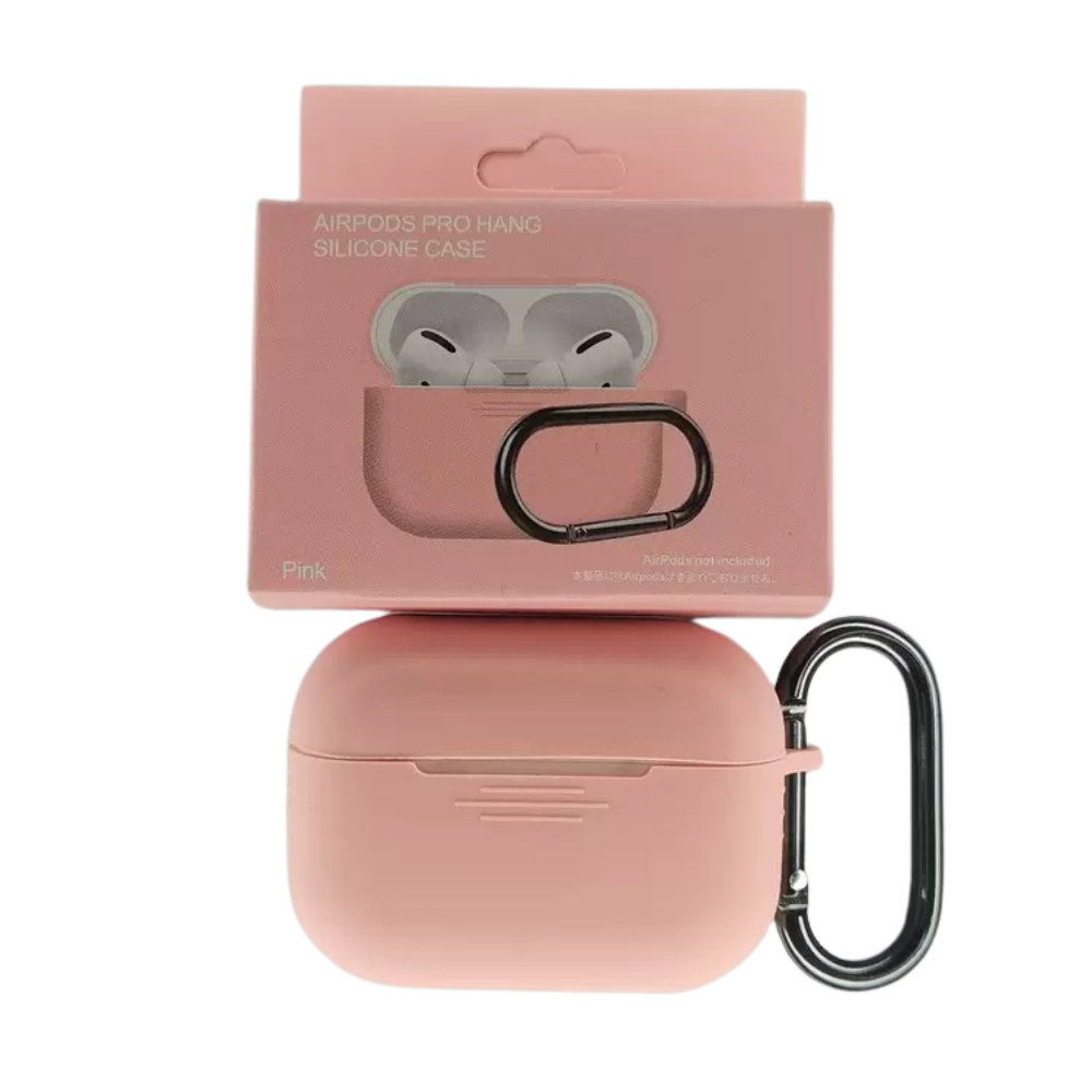 Levně Silikonový obal s poutkem pro AirPods Pro 1 - Růžová