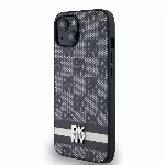 DKNY PU Leather Checkered Pattern and Stripe kryt pro iPhone 13 - Černý