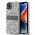 DKNY PU Leather Repeat Pattern Tonal Stripe kryt pro iPhone 14 - béžový