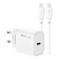 Sada Recci USB-C adaptér (20W) + nabíjecí a datový kabel s konektorem USB-C RC129ECC Bílá