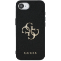 Guess PU Grained 4G Metal Logo case for iPhone 16e Black