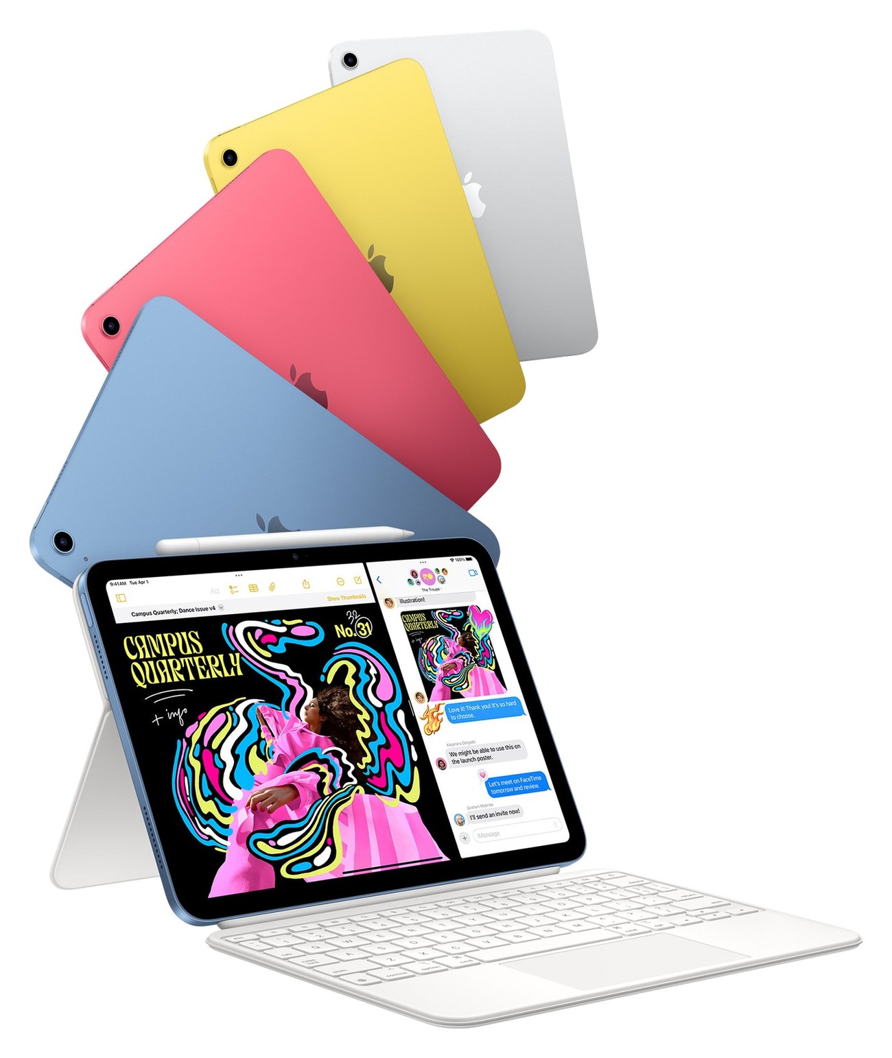 iPad A16 ve čtyřech barvách s klávesnicí Magic Keyboard Folio