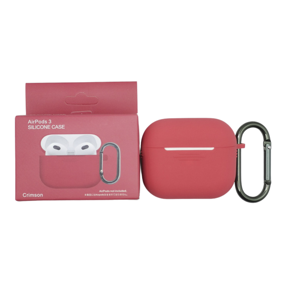 Levně Silikonový obal s poutkem pro AirPods 3 - Karmínová